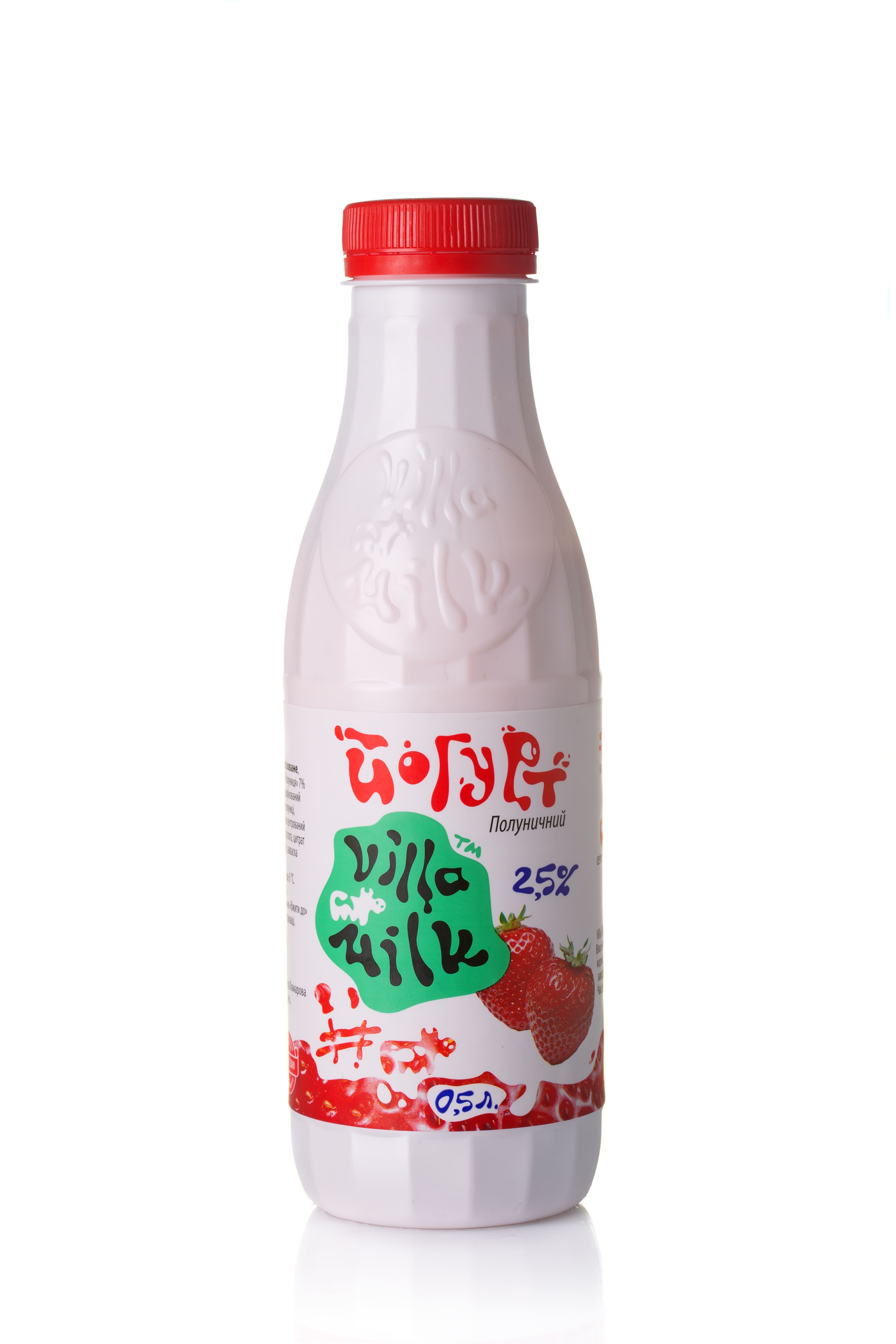 Йогурт питний ВІЛЛА МІЛК, Полуниця, 2,5%, 500г